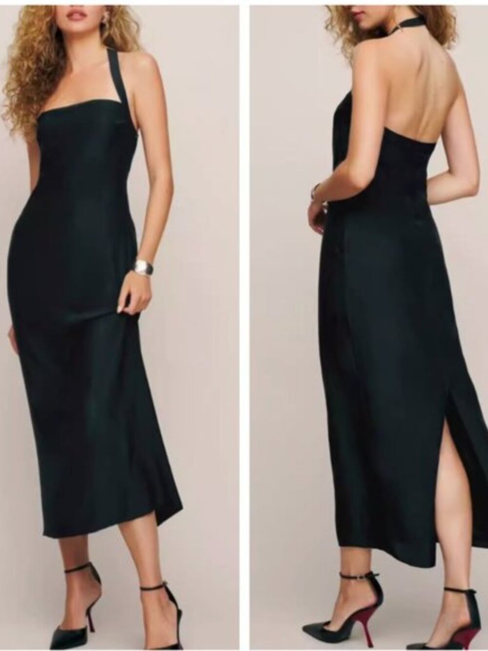 Reformation Women's Black Alli Silk Dress size 6